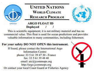 Argo float label as attached to each Argo float